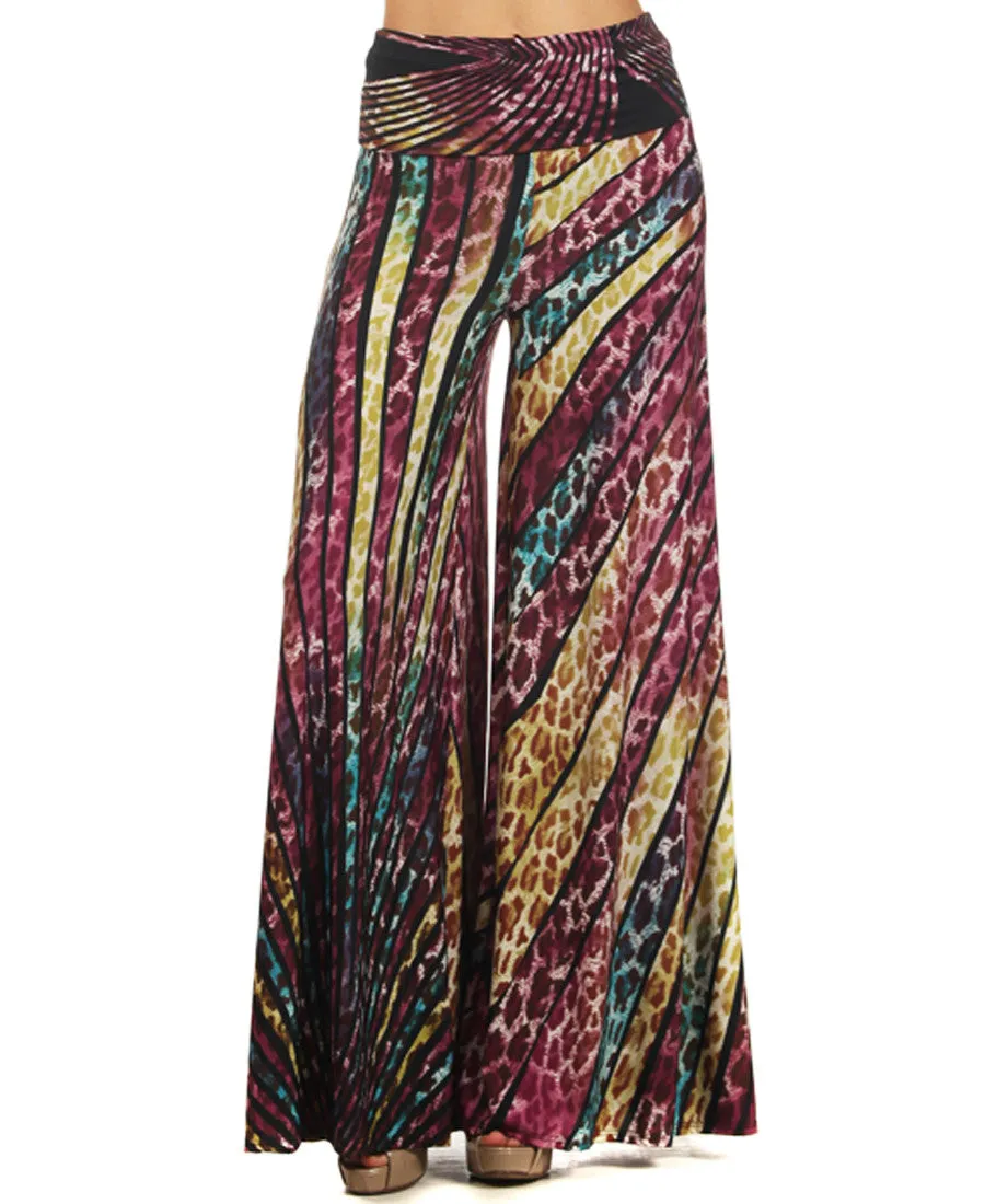 Beautiful Striped Leopard Cheetah Palazzo Pants Purple