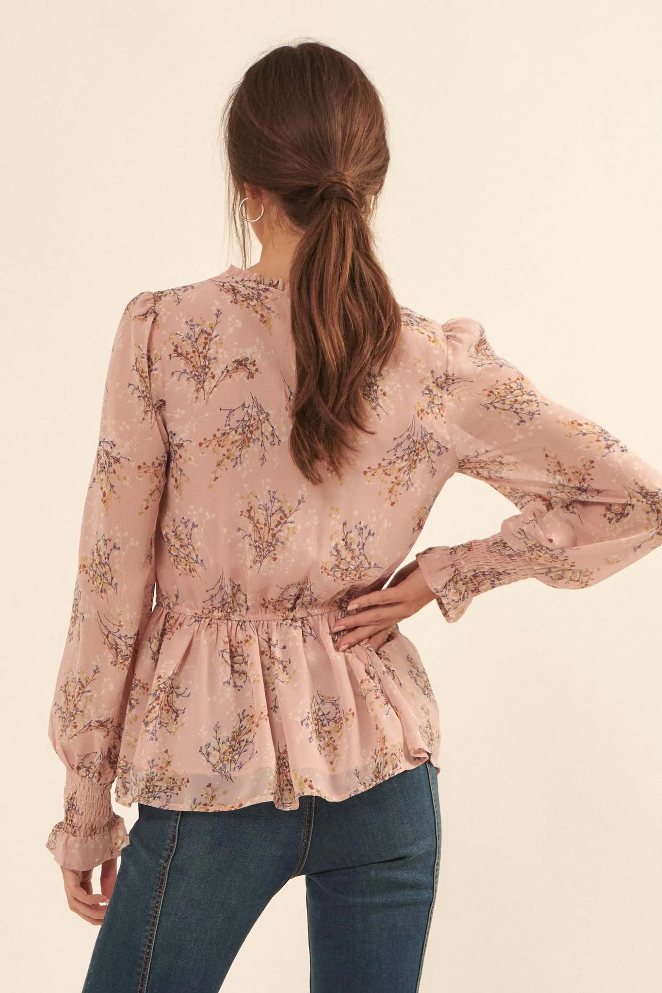 Budding Joy Smocked Floral Peasant Top