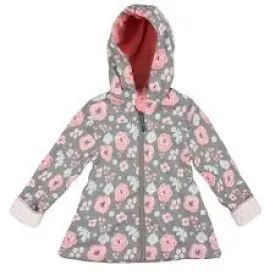 Charcoal Flowers Rain Coat