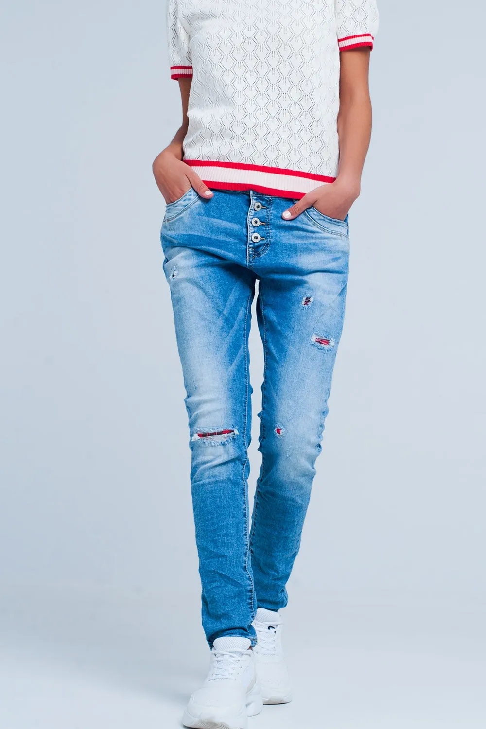 distressed skinny boyfriend jeans