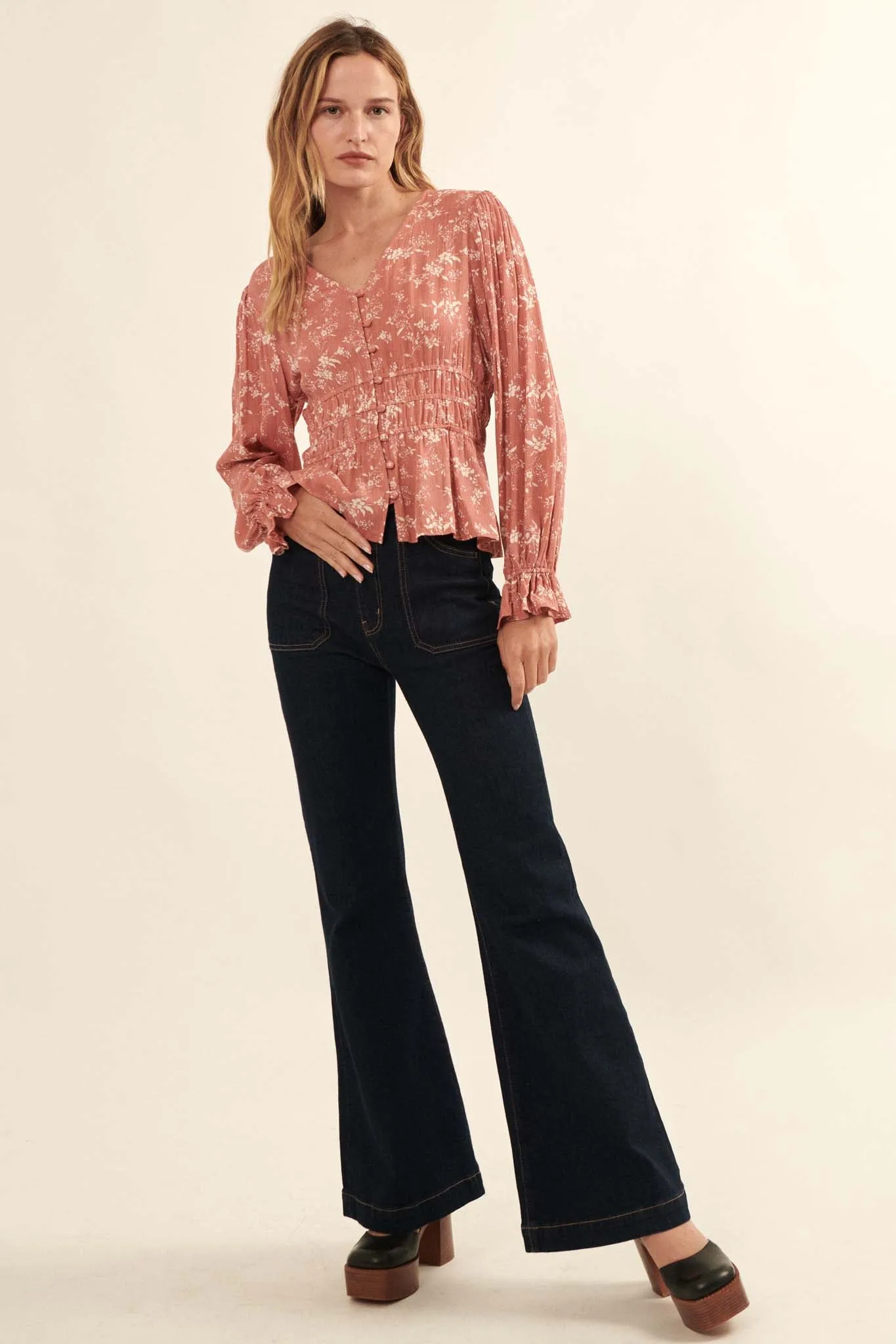 Effortless Elegance Floral Button-Front Top