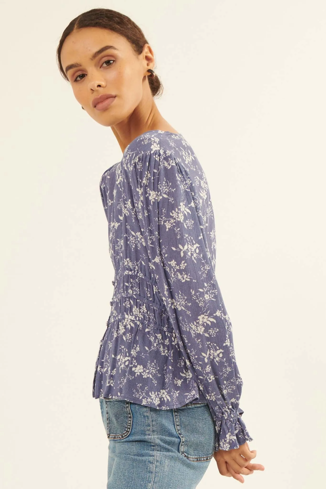 Effortless Elegance Floral Button-Front Top