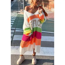 Knitted Oversized Peace Long Sweater Dress