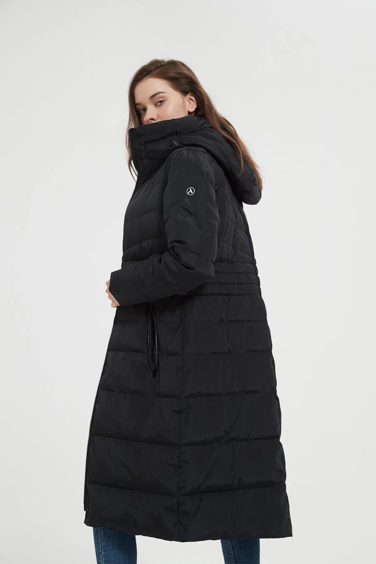 Long Puffer Coat with drop hood