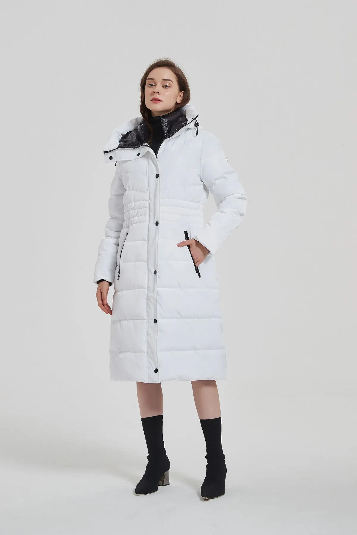 Long Puffer Coat with drop hood