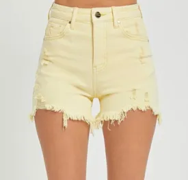 Mellow Yellow Distressed Shorts