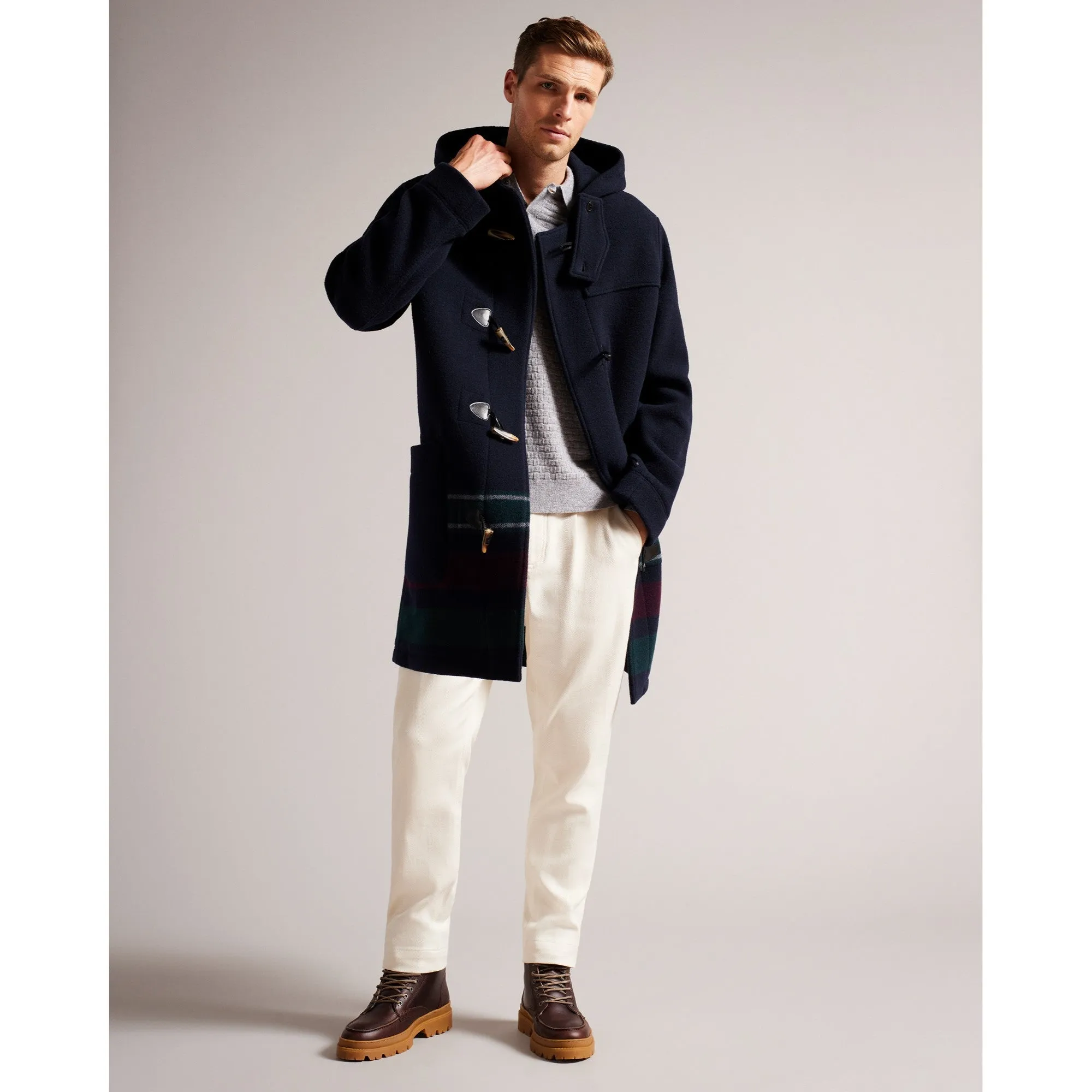 Men Mmo-Ower-Hooded Wool Duffle Coat - Navy