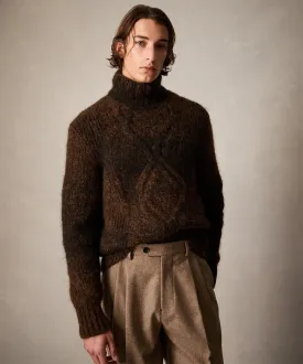 Ombre Cable Knit Turtleneck Sweater in Umber