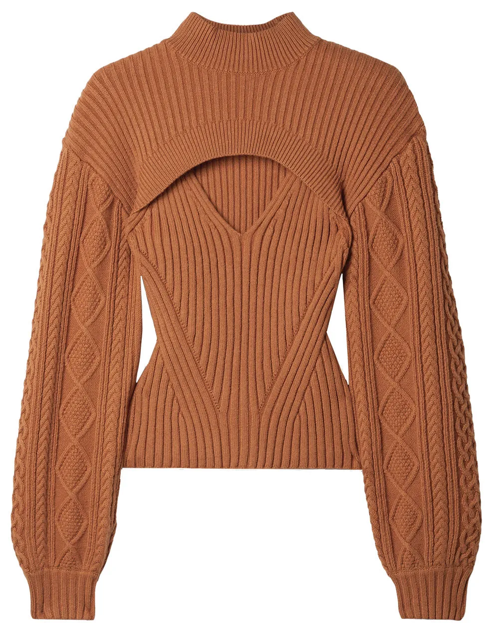 Penny Elkie Mixed Stitch Fisherman Cutout Sweater