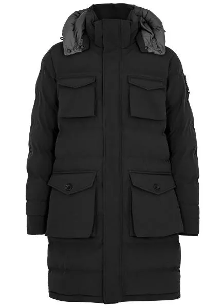 Sandbanks Branksome Long Puffer Jacket: BLACK