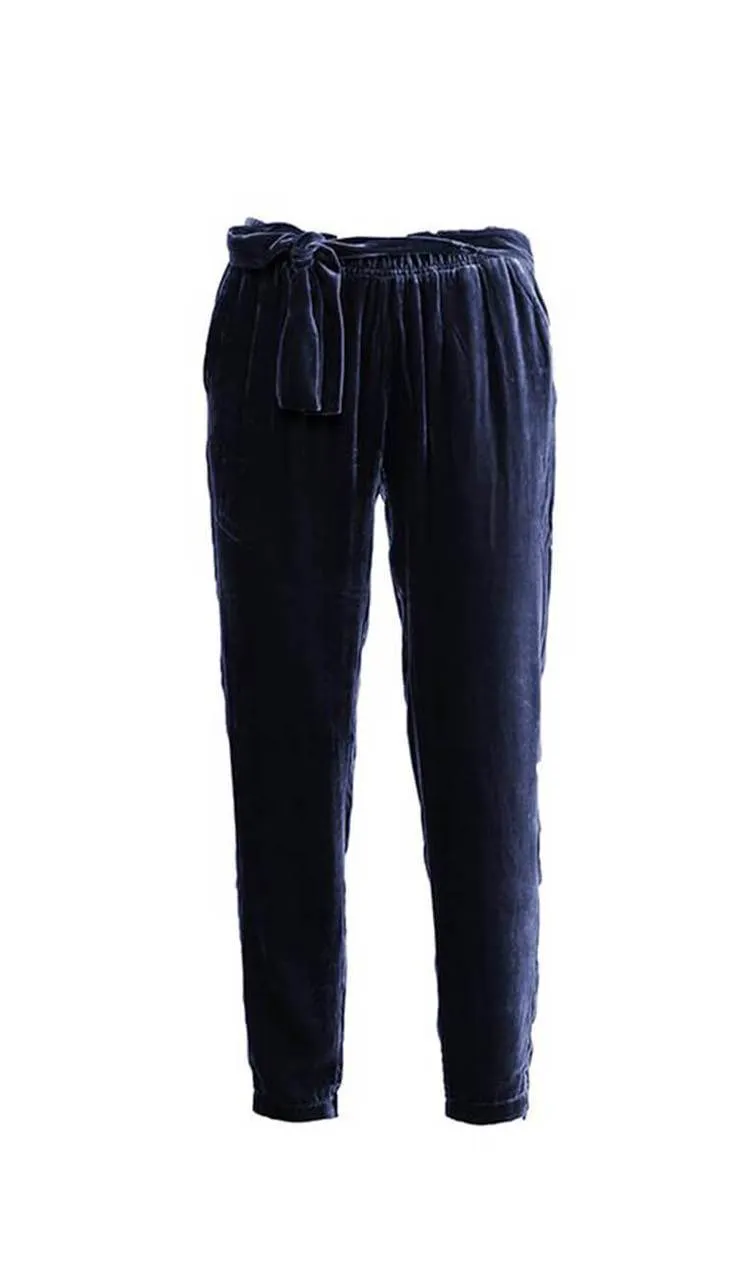 Velvet Slim Leg  Pant - Black or Navy