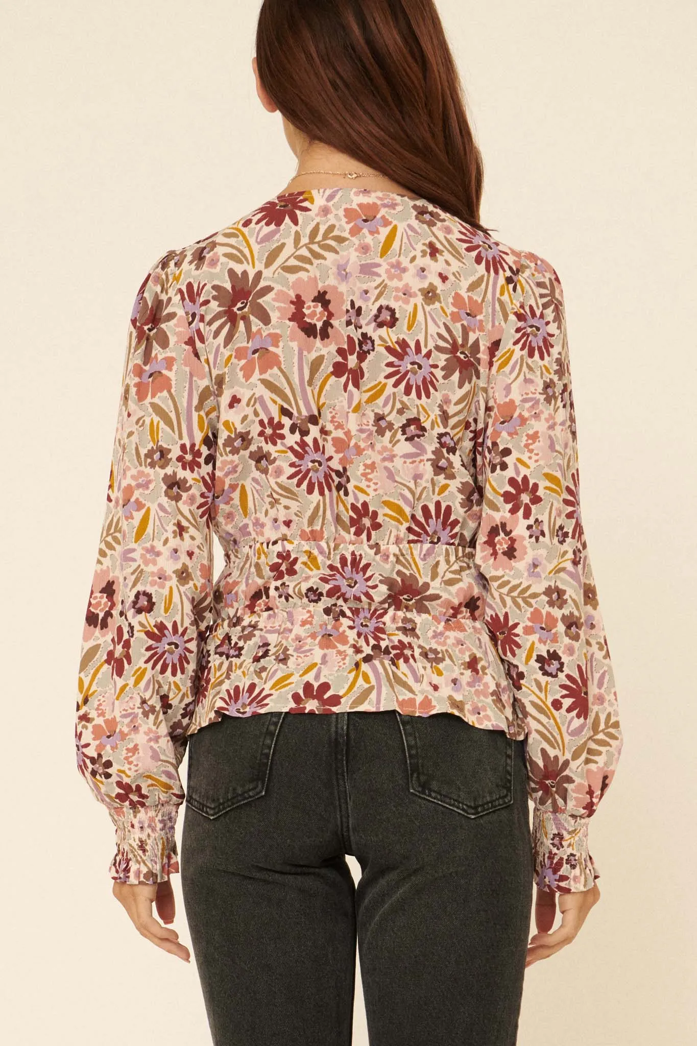 Wildflower Bouquet Surplice Peasant Top