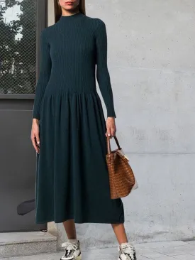 Women's Solid Color Casual Knitted Long Dress