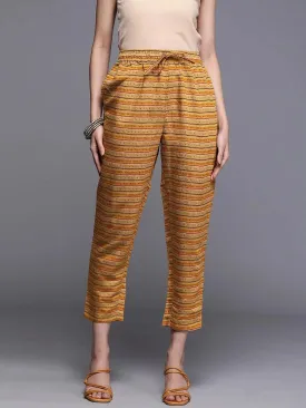 Yellow Striped Silk Trousers